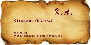 Kincses Aranka névjegykártya